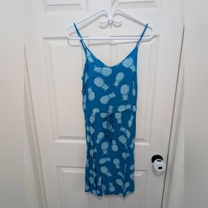 George Teal and White Pineapple Print Sundress